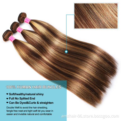 Wholesale Mink Brazilian Human Hair Weave 4/27# Colour Highlight Bundles with Closure Raw Mink Vietnamese Human Hair Extension